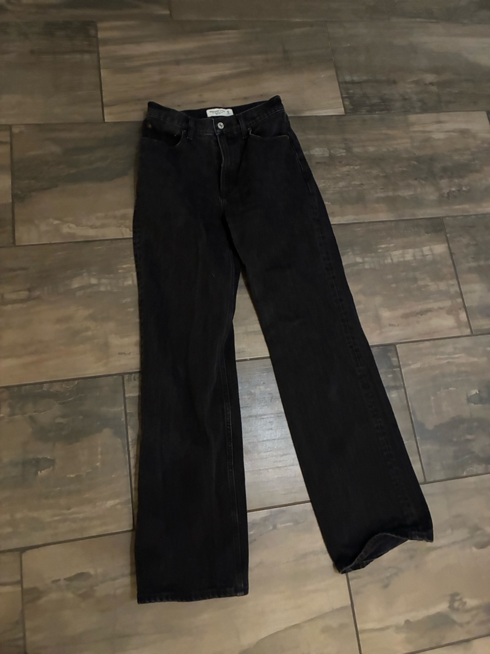 Abercrombie & Fitch High-Rise Straight-Leg Black Denim Jeans